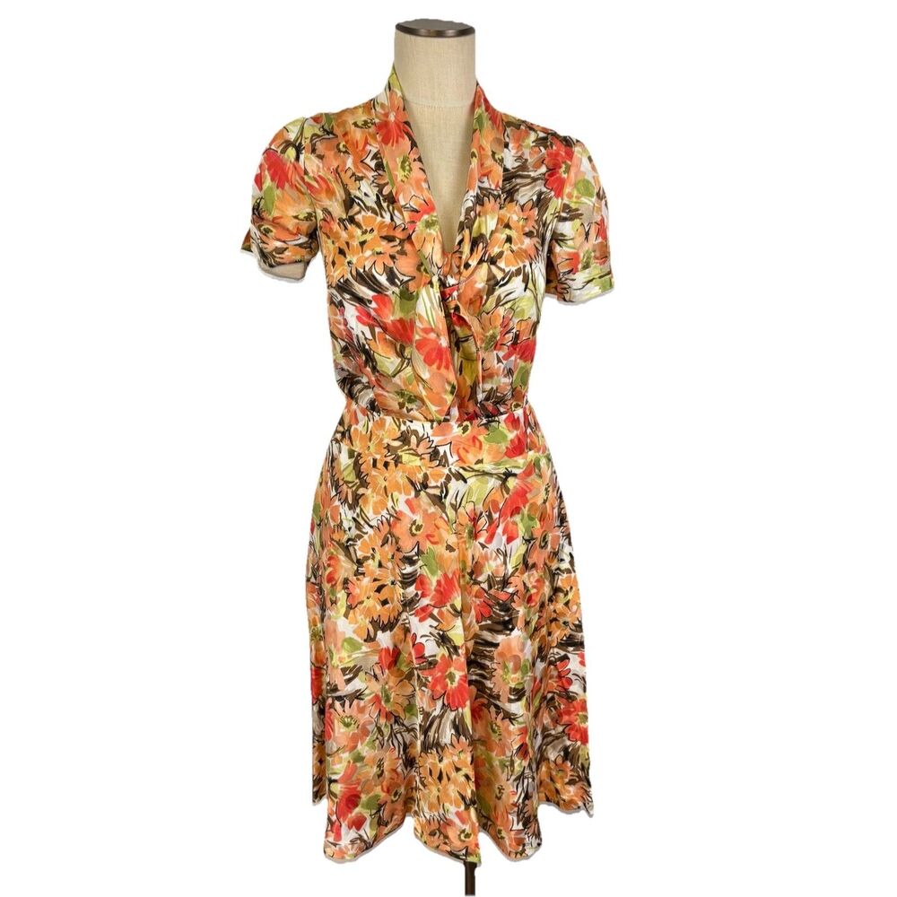 Pendleton Womens 4 Silk Cotton Floral Top Blouse Skirt Set Career Retro Classic